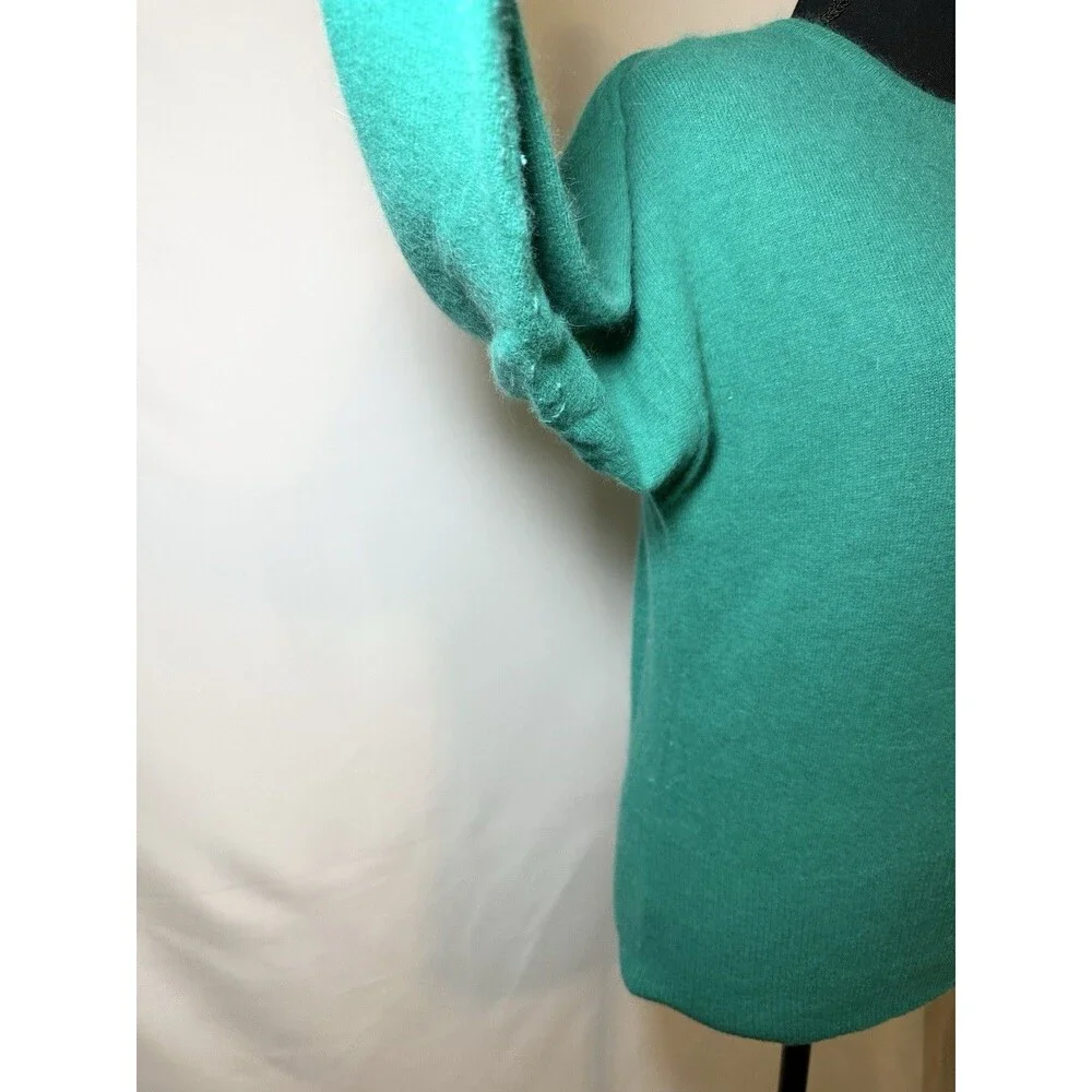 VTG Bloomingdale's y.e.s. Green Lambswool Angora Rabbit Nylon Blend‎ Sweater MED
